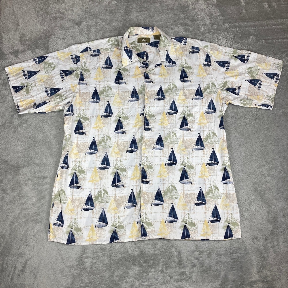 Natural Issue Mens XLT/XGL Tall Sailboat Print Button Up Short Sleeve‎ Shirt